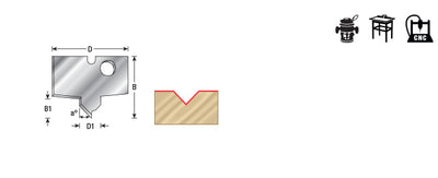 Amana Tool. Nova System Insert Router Bit | Plunge V Groove 45°x 3⁄8 Dia x 1⁄4 Knives | NRC-B51 