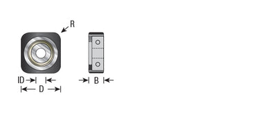 Amana Tool. Euro Square Bearing Guides | 1⁄2 Overall Dia x 3⁄16 Inner Dia x 0.223" Thickness | SQB100 