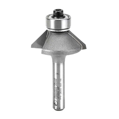 Amana Tool. Bevel Trim Router Bit | 45°x 1 3⁄32 Dia x 1⁄4 x 1⁄4" Shank with BB | 47204