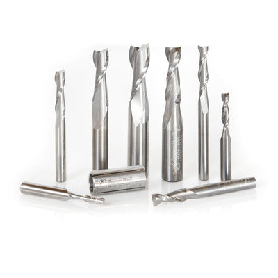 Amana Tool. Up-Cut Spiral CNC Router Bit Collection | 8 Piece | 1⁄4, 3⁄8 & 1⁄2 Shank | AMS-121 