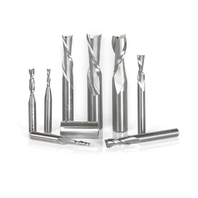 Amana Tool. Up & Down-Cut Spiral CNC Router Bit Collection | 8 Piece | 1⁄4, 3⁄8 & 1⁄2 Shank | AMS-125 