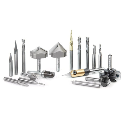 Amana Tool. Signmaking Advanced CNC Router Bit Collection | 18 Piece | 1⁄4 Shank | AMS-132 