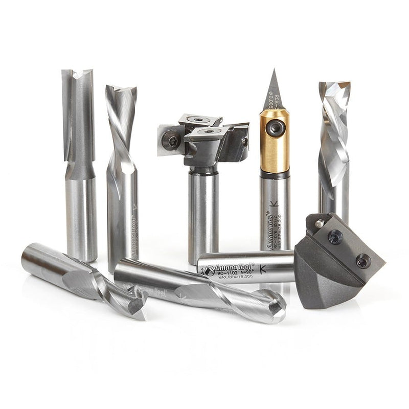 Amana Tool. General Purpose CNC Router Bit Collection | 8 Piece | 1⁄2" Shank | AMS-170 