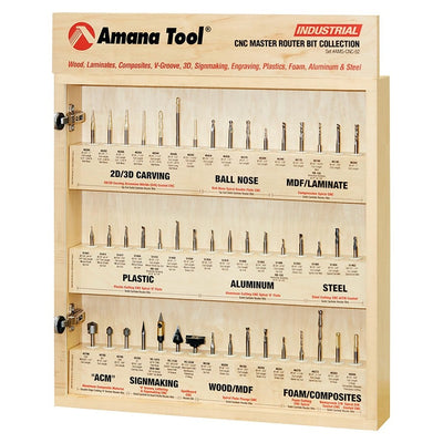 Amana Tool. Master CNC Router Bit Collection | 52 Piece| 1⁄4" Shank | AMS-CNC-52 