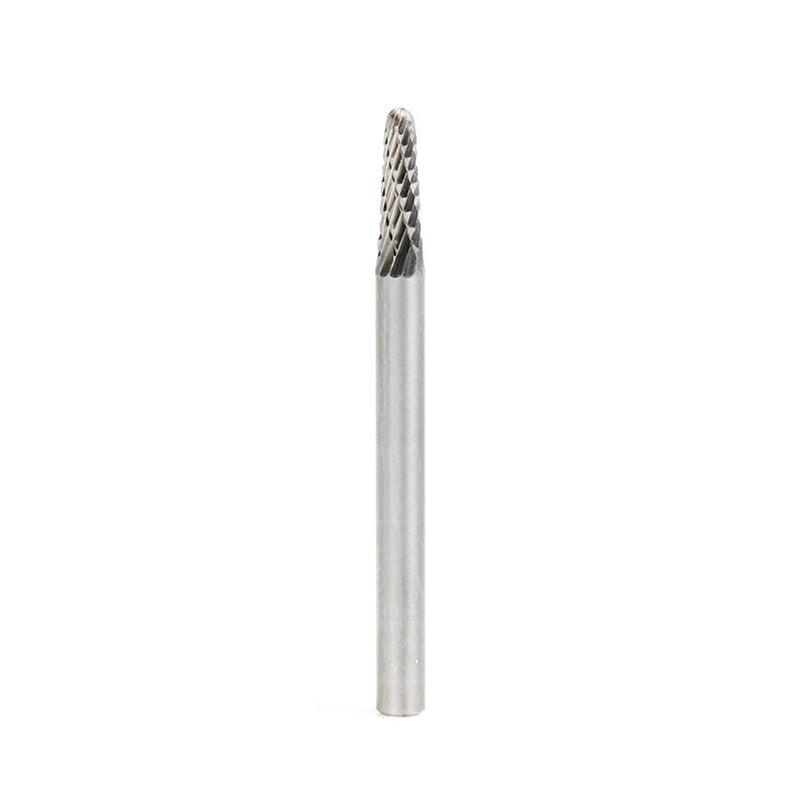 Amana Tool. SL Burrs Radius Cone Double Cut Burr Bit | 1⁄8 Dia x 3⁄8 x 1⁄8 Shank | BURS-210