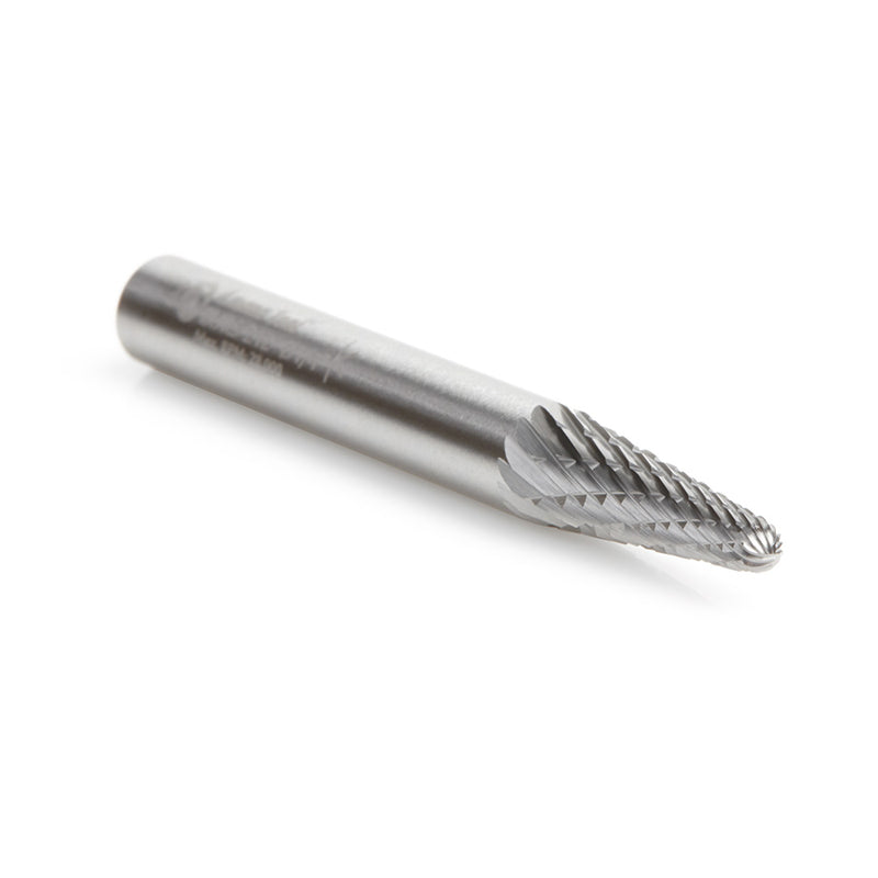 Amana Tool. SL Burrs Radius Cone Double Cut Burr Bit | 1⁄4 Dia x 5⁄8 x 1⁄4 Shank | BURS-212 