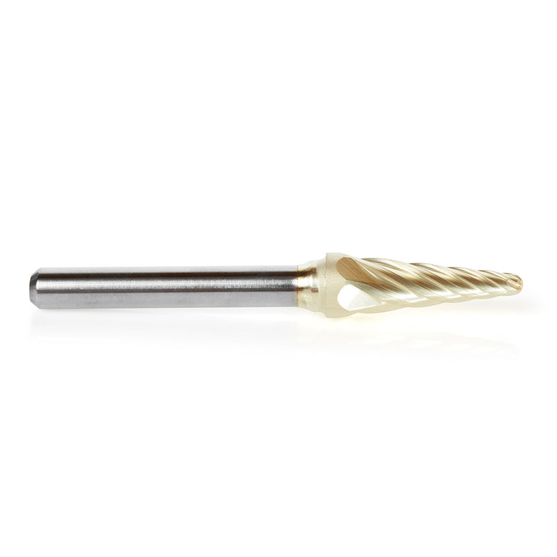 Amana Tool. SL Burrs Radius Cone Non-Ferrous Burr Bit | 3⁄8 Dia x 1 1⁄16 x 1⁄4 Shank | BURS-214NF