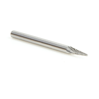 Amana Tool. SM Burrs Pointed Cone Double Cut Burr Bit | 1⁄8 Dia x 11⁄32 x 1⁄8 Shank | BURS-220 