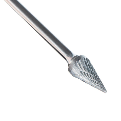 Amana Tool. SM Burrs Pointed Cone Double Cut Burr Bit | 1⁄2 Dia x 7⁄8 x 1⁄4 Shank | BURS-228 