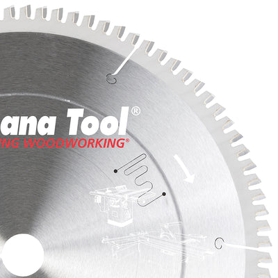 Amana Tool. Double Sided Melamine & Laminate Blade - 12" Dia x 96T H-ATB -6° - 1" Bore | MB12960