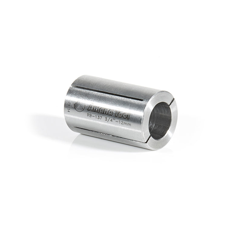 Amana Tool. High Precision Router Collet Reducer | 3⁄4 Overall Dia x 12mm Inner Dia x 1 1⁄4" Long | RB-137 