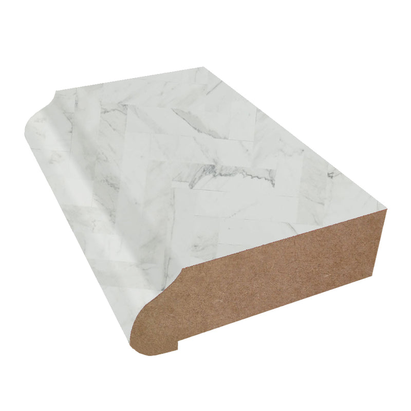 White Marble Herringbone - 9310 - Formica Laminate Decorative Ogee Edge